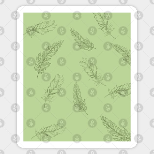 Green Feather Pattern Sticker by Design Seventytwo